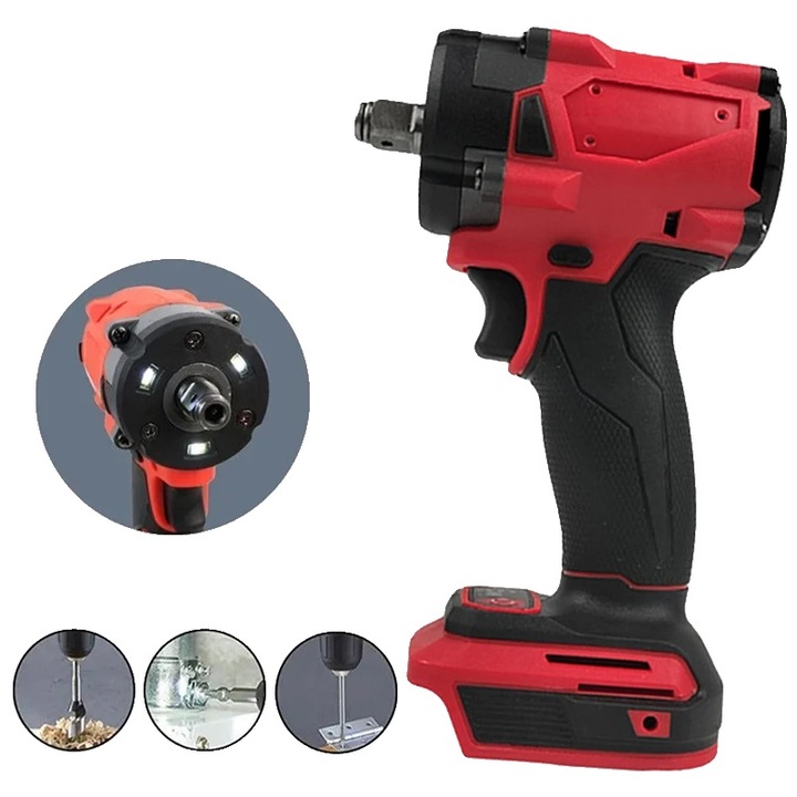 Cheie electrica fara perii, cu cuplu mare, lumina de lucru LED, 1/4" si 1/2", fara baterie