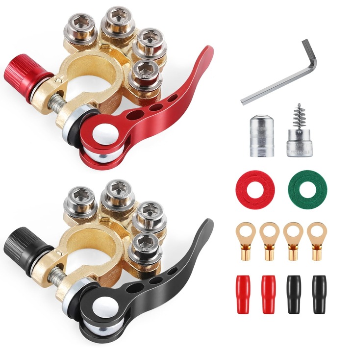 Conector Borne Baterie Auto XPQKDC – Cleme cu Eliberare Rapida, 4 Cai, Compatibile cu SAE/JIS Tip A – pentru Masini si Camioane