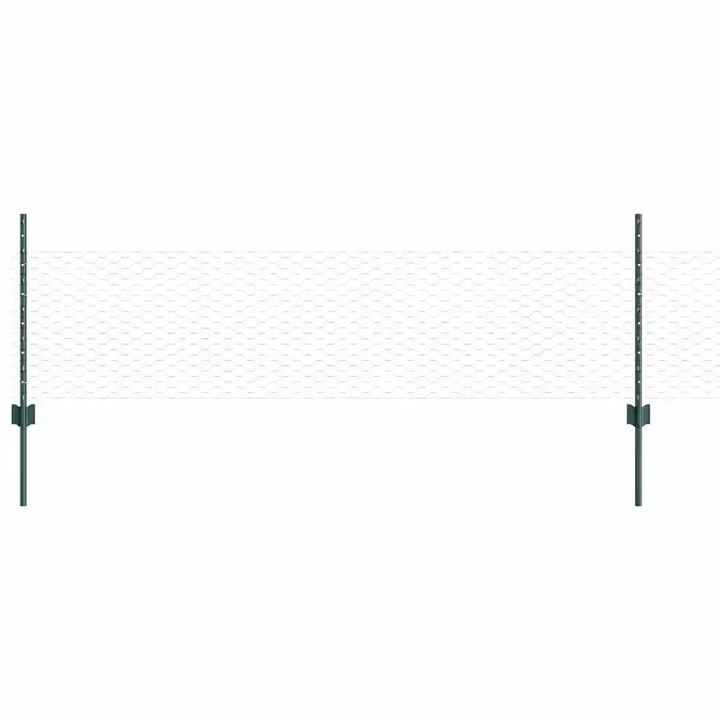 vidaXL Kerítés oszlopokkal Zöld 0,5 x 10 m Acél és PVC 3336670