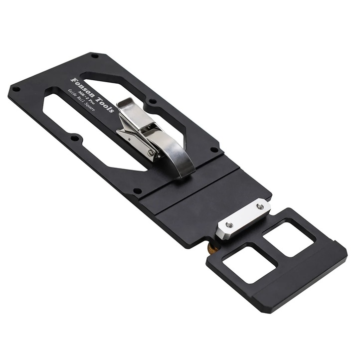 Opritor unghi pentru sina de ghidaj, MK-2 Pro, 90° unghi drept, Stop pentru sina, Metal, Pentru fierastrau circular/pe sina, Negru