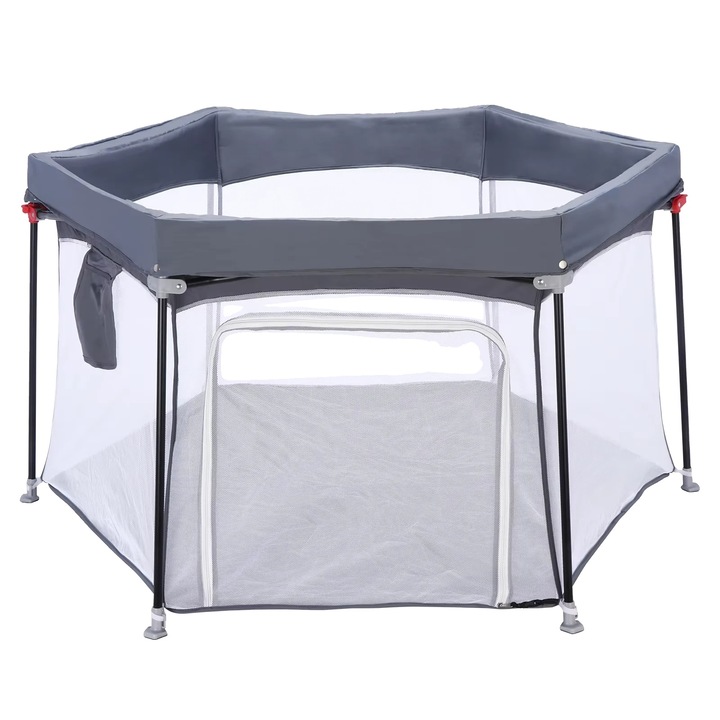 Tarc pentru copii, hexagon, design robust, gri, dimensiuni compacte