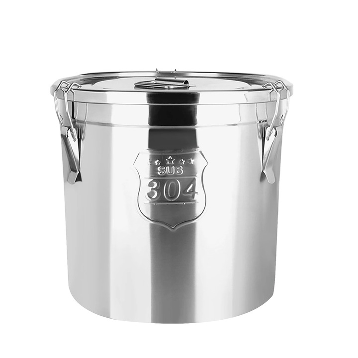 Galeata de depozitare, inox, capacitate 6L, sistem de inchidere cu clema, design cilindric