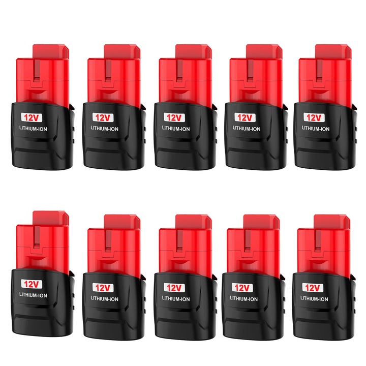 Acumulator M12 12V, Baterie de schimb, Set 10 bucati, 3500mAh (3, 5Ah), Li-ion, Compatibil 48-11-2430/2411/2401, Portocaliu