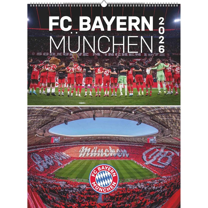 N Neumannverlage - Naptár Poszter Fc Bayern München 2026, 48X64Cm, Focis Naptár Sztárképekkel, Rajongói Naptár Fontos Foci Pillanatokkal, ... Nemzetközi Naptár: XL Naptár 2026