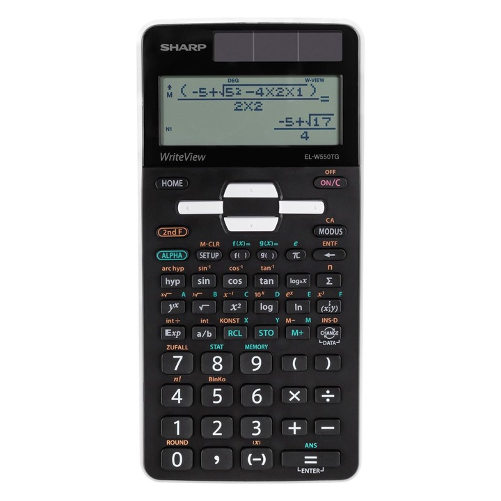 Научен калкулатор Sharp El-W550Tg (Въвеждане Dal, Соларно захранване, Writeview) Черен