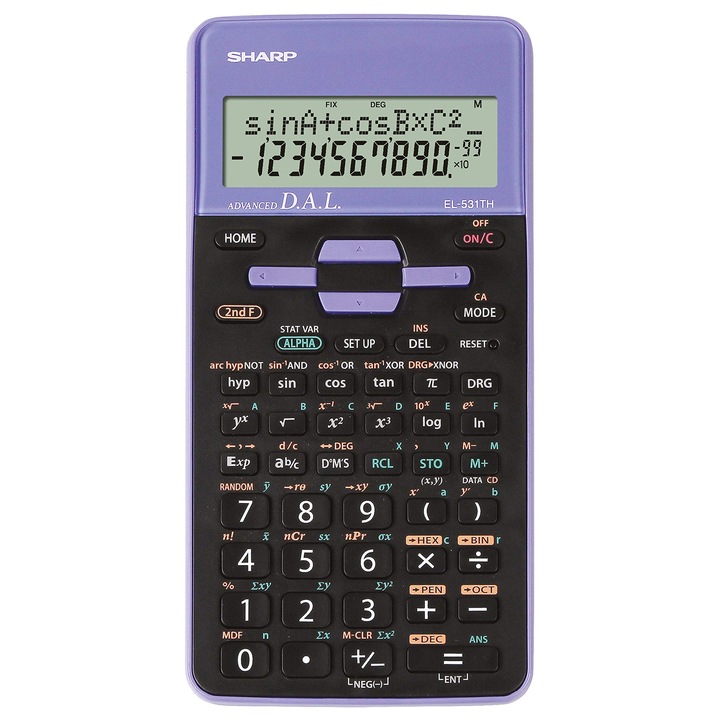 Ученически научен калкулатор Sharp El-531 Th-Vl (2-редов дисплей, Dal вход, батерия) виолетов