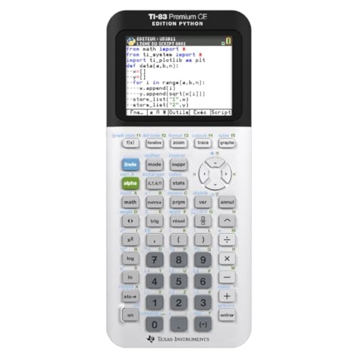 Графичен калкулатор Texas Instruments Ti-83 Premium Ce Edition Python (Ръководство и френски език)