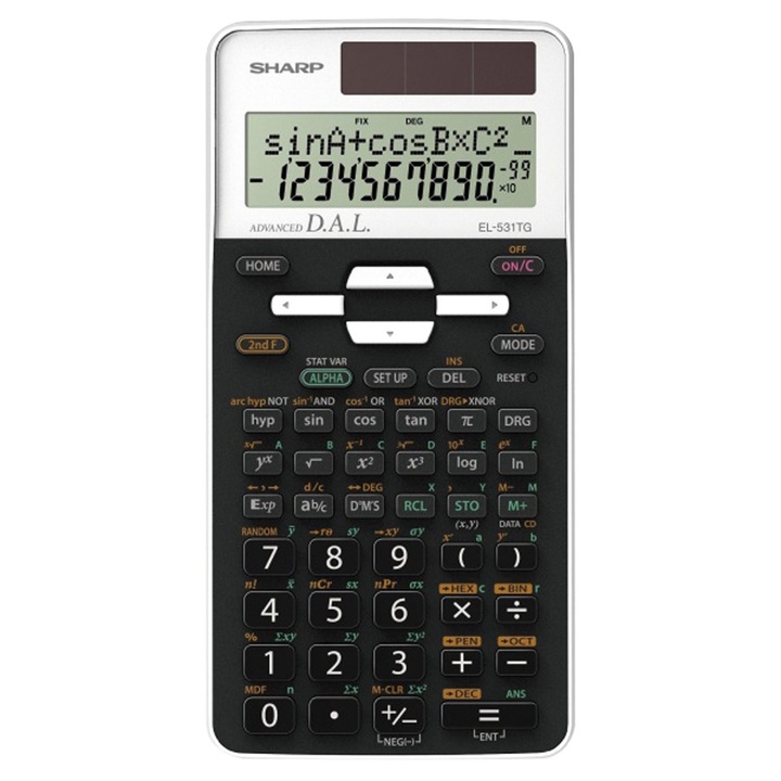 Научен калкулатор Sharp El-531 Tg-Wh (Двуредов дисплей, Dal вход, Соларно захранване и батерия) Бял
