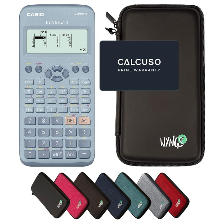 Casio Fx-83Gt X Син Вкл. Защитен Калъф Wyngs Черен - Научен Калкулатор - Основен Комплект