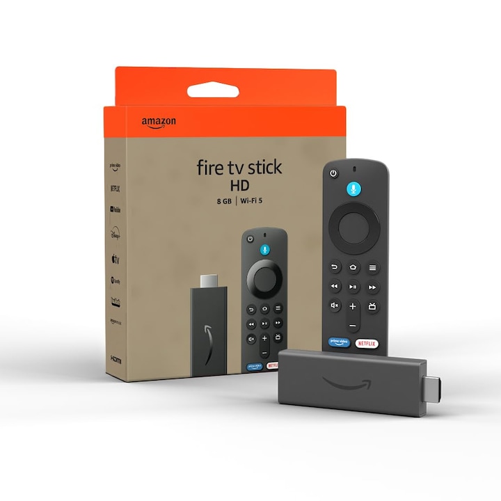 Amazon Fire TV Stick HD, безплатна телевизия на живо, гласово дистанционно управление Alexa, интелигентен контрол на дома, HD стрийминг (международна версия)