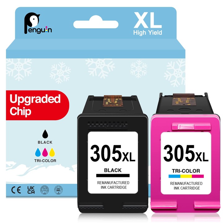 Cartuse De Cerneala Penguin 305 Pentru Hp 305Xl, Pentru Hp Deskjet 2820E, Cartuse Pentru Deskjet 2800, 2800E, 2820, 2820E, 4200, 4200E, 4220, 4220E, 2700, 2700E, 4120, 4120E (Negru Si Color) Pentru Hp 305Xl