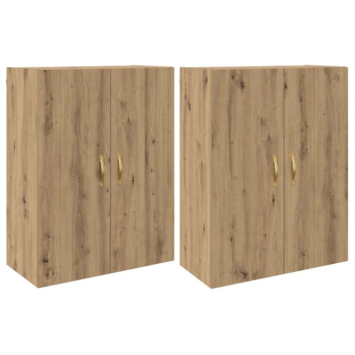 Set Mobilier cu Montaj pe Perete 2 pcs, vidaXL, stejar artizanal, 69.5x34x90 cm
