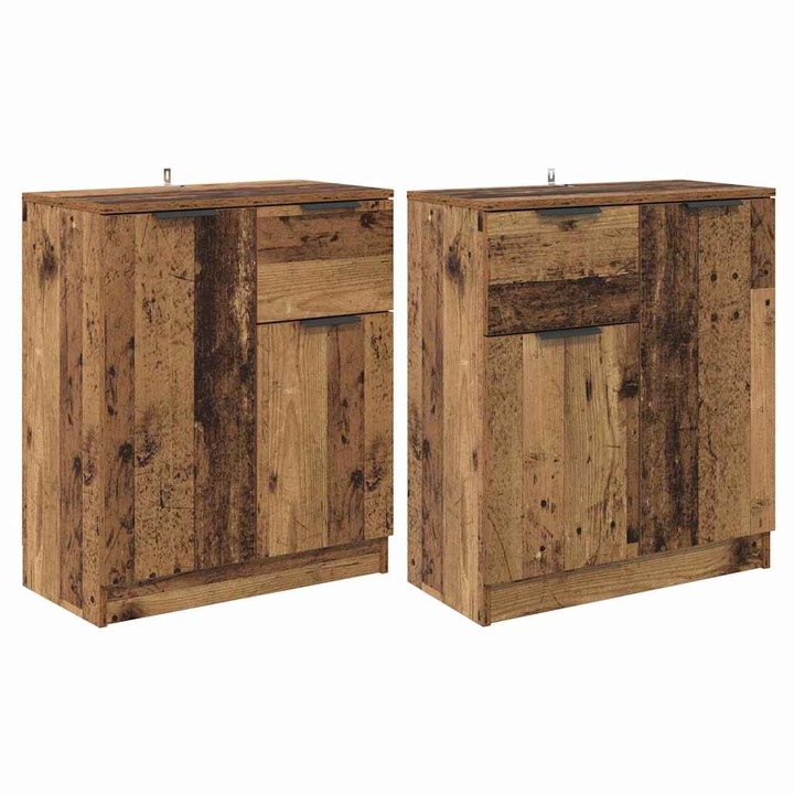 Oldalszekrények fiókkal 2 pcs Öreg fa 60 x 30 x 70 cm Faanyag, vidaXL, 3415566