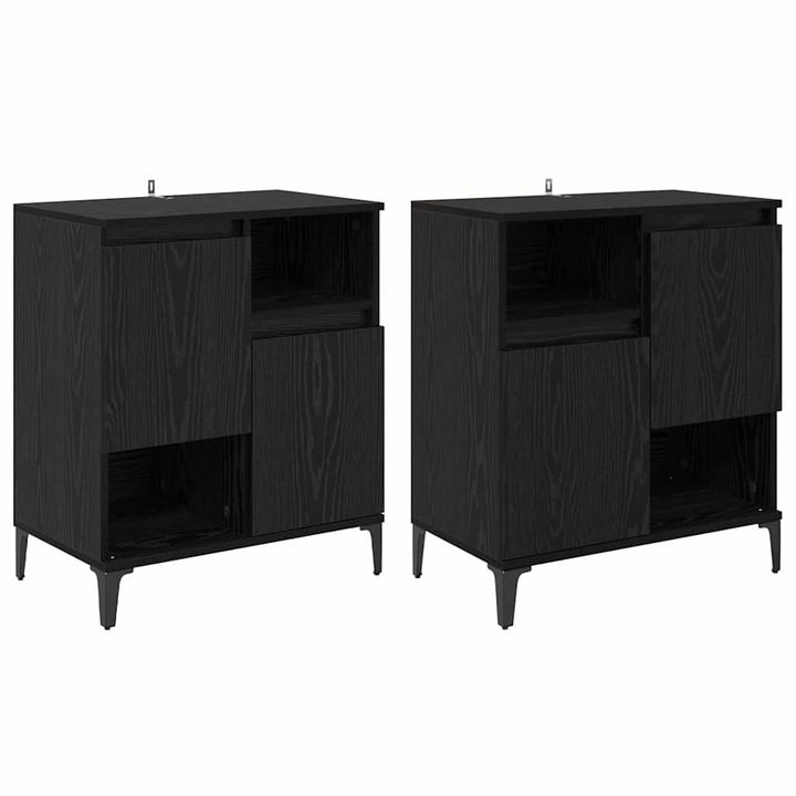 Oldalszekrények 2 pcs Fekete tölgy 60 x 35 x 70 cm Faanyag, vidaXL, 3415601