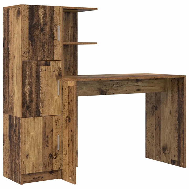 Tárolóval rendelkező íróasztal polcokkal 2 pcs Öreg fa Faanyag, vidaXL, 3337295