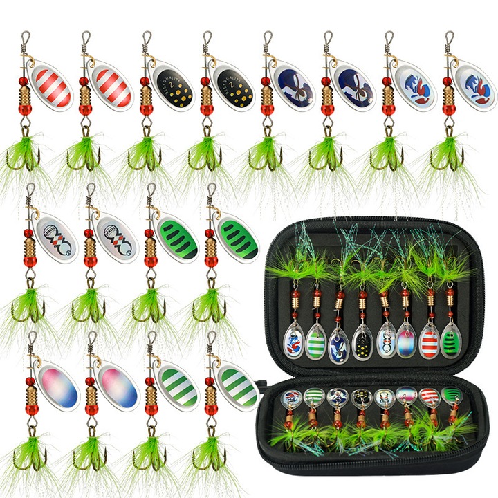 Fém pergető csalikészlet 3g, 16 darab, hordozható