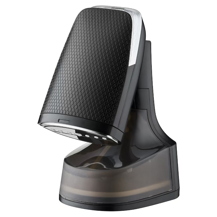 Fier de calcat cu aburi portabil, rezervor de apa de 350 ml, pliabil, oprire automata, panou metalic, negru, 26,5x14x11cm, 1600W