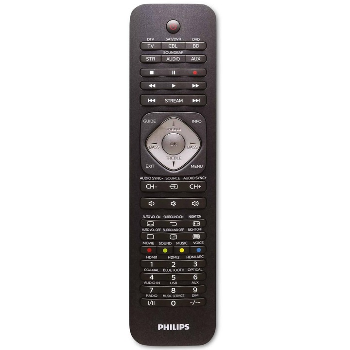 Philips SRP5016/10 univerzális távirányító - 6 az 1-ben - Megvilágított tanuló gombok - Fekete