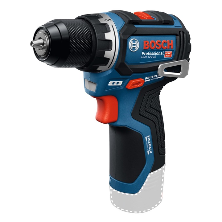 Masina De Gaurit/Surubelnita Fara Fir Bosch Professional Gsr 12V-32 De 12 V (Control Avansat Kickback, Motor Fara Perii)