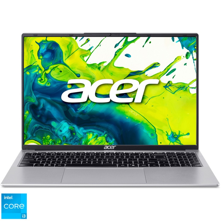 Laptop Acer Aspire Lite 16 AL16-54P-3185 cu procesor Intel® Core™ i3-1305U pana la 4.5GHz, 16'', WUXGA, IPS, 8GB DDR5 RAM, 256GB SSD, Intel® UHD Graphics, No OS, Light Silver