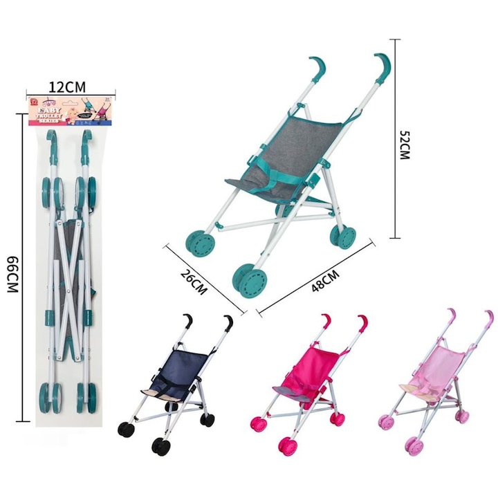 Каляска за кукли Armtoys, сгъваема, с безопасен колан, 48x52x26cm