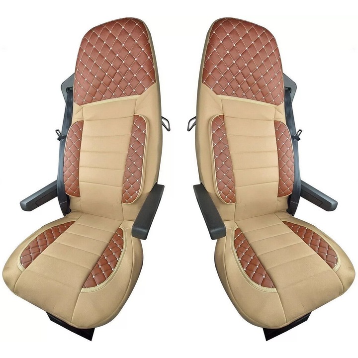 Huse scaune, DELUX, pentru Renault T, 2014+, maro, set