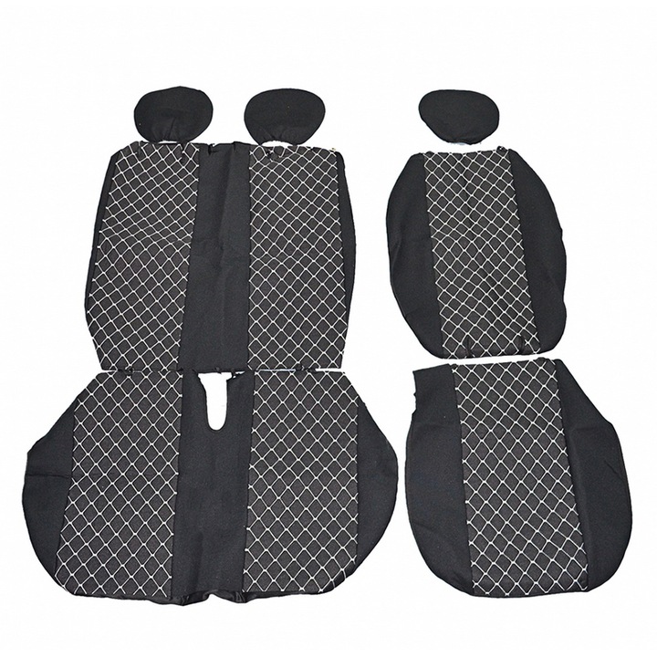 Huse scaune, pentru Renault Master, 2009+, negru cu cusături roșii, 2+1