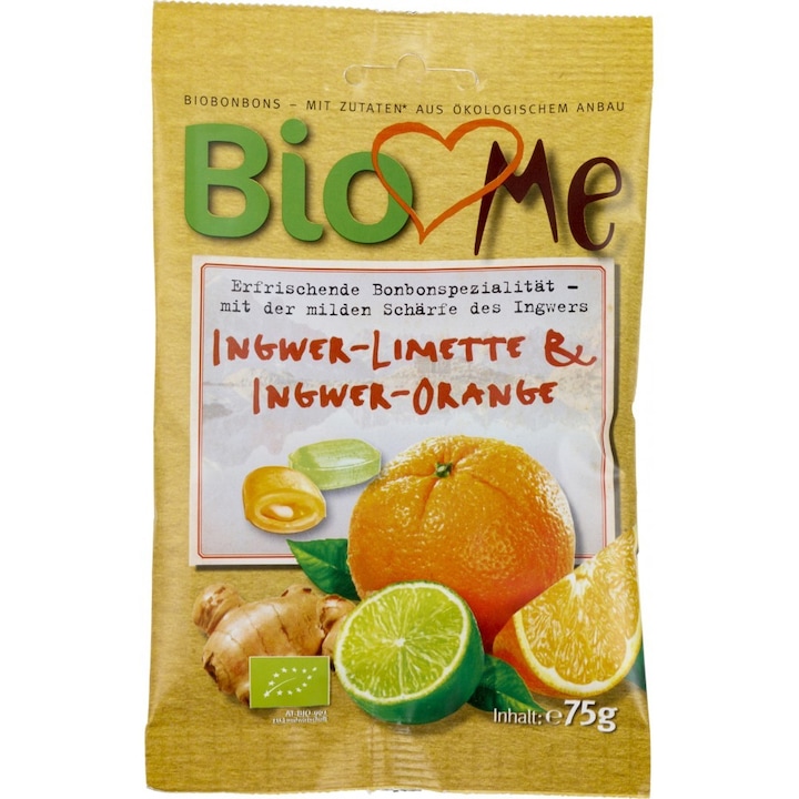 Dropsuri bio din ghimbir-lime si ghimbir-portocale, 75g Bio Loves Me