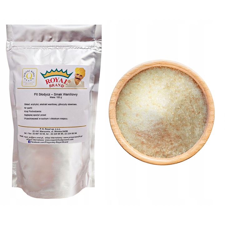 Indulcitor natural Keto Royal Brand vanilie 100g, fara calorii, solubil