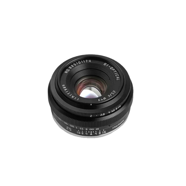 Obiectiv Prime 25mm F2, compatibil cu camere mirrorless, negru, M4/3