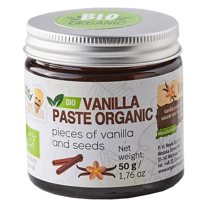 Pasta de vanilie Bio 50g, Royal Brand, din Madagascar, gust cremos, handmade