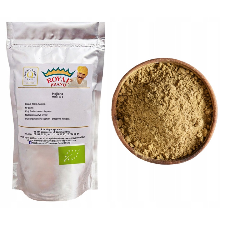 Pudră de ceai Hojicha Royal Brand, 50g, organică, din Japonia, conținut scăzut de cofeină