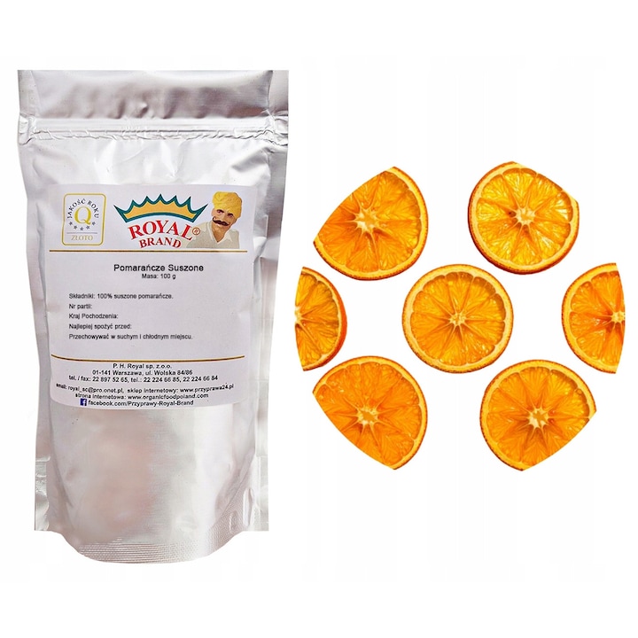 Felii de portocale uscate, Royal Brand, 100g, fără conservanți, decor comestibil