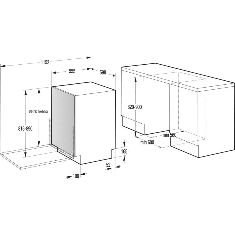 Mașină de spălat vase încorporabilă Gorenje GV16C, 5 ani garanție, Program automat, Display LED, Program de autocurățare, Albă