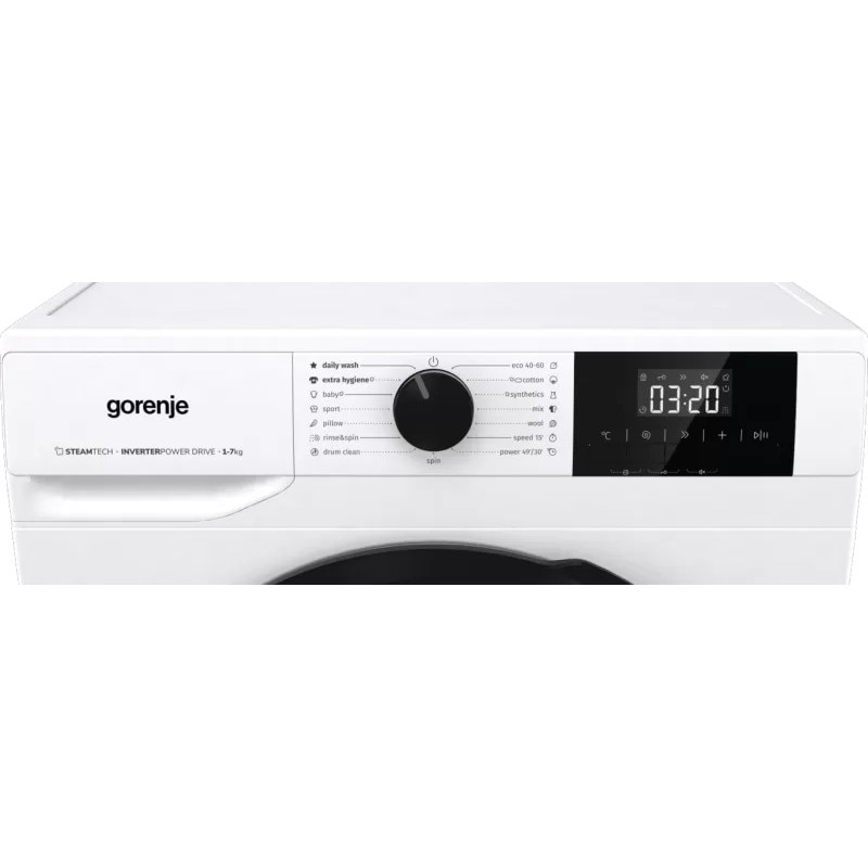Mașină de spălat rufe Gorenje W1NGPI72SBS, Motor Inverter, Display LCD, 15 programe, 7kg, Albă