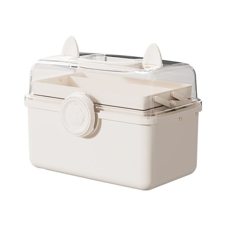 Cutie depozitare cu 3 straturi START MAKERS, multifunctionala, 26x15x11.5cm, transparenta, cu manere
