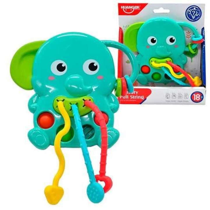 Сензорна играчка Монтесори слон, Huanger, син, 18M+