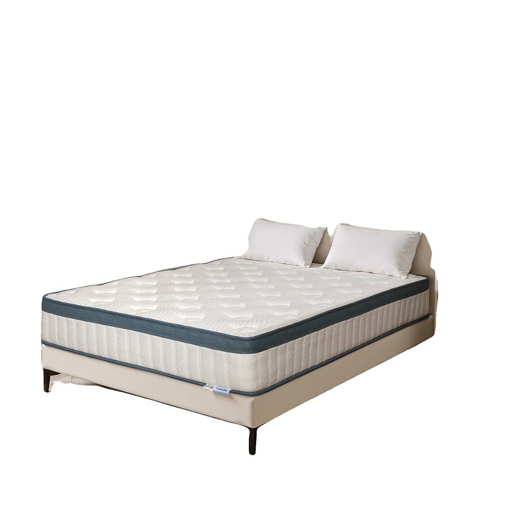 Saltea, arcuri individualesuport ortopedic, 160x200x25cm, alb si albastru