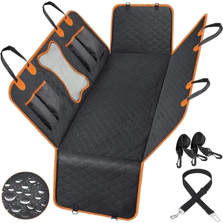 Husa pentru bancheta masinii pentru caini, Negru