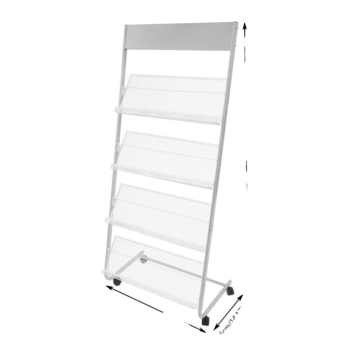 Suport documente, Metal, Argintiu, 63x36x148 cm