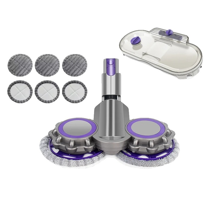 Cap de mop electric, ABS, Gri/Mov