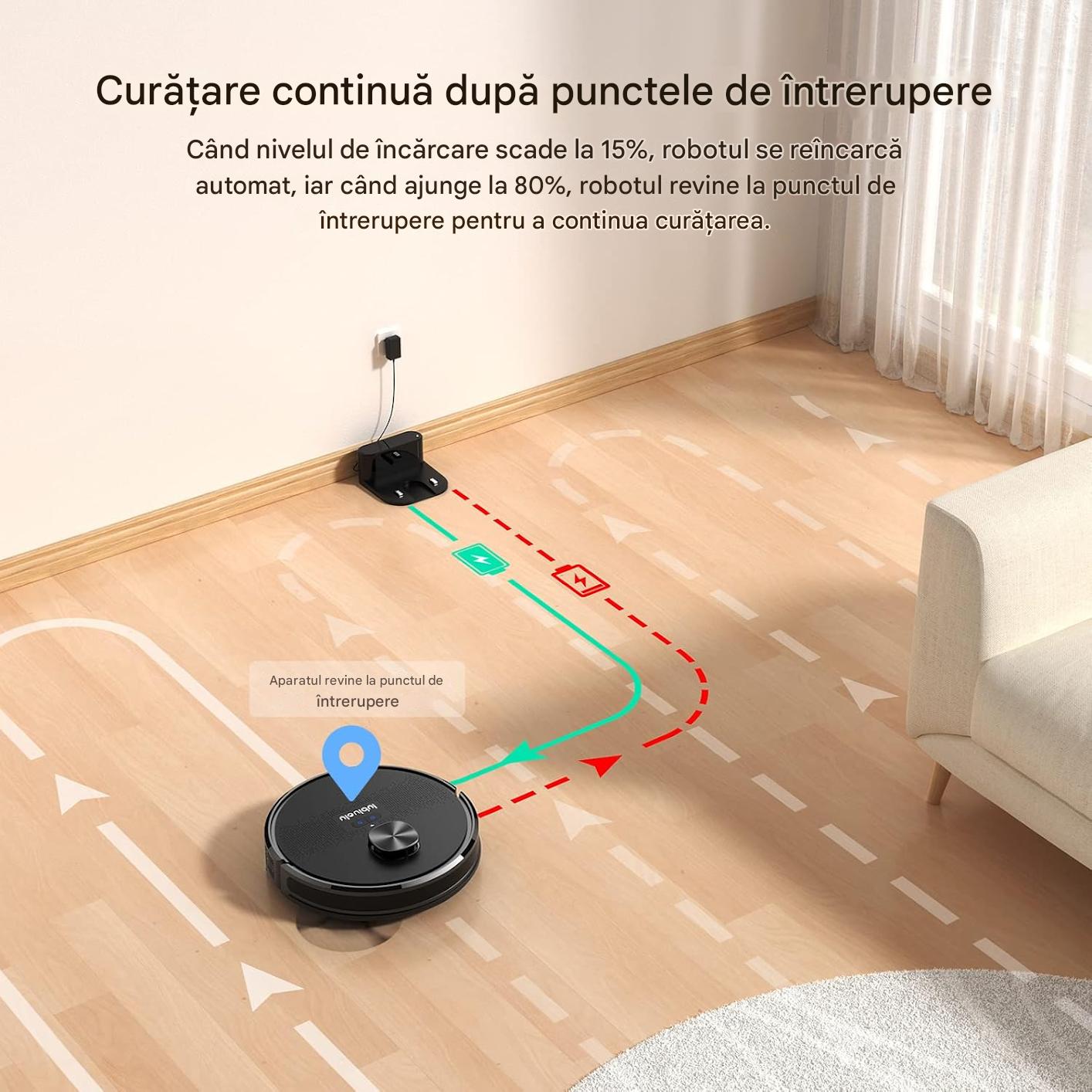 Aspirator robot pentru par de animale, covor, podele dure Lubluelu SL61 cu mop 4500Pa, aspirator robot 3 in 1 cu laser Lidar, 5 harti editabile, 10 zone interzise, perie laterala, aplicatie/Alexa