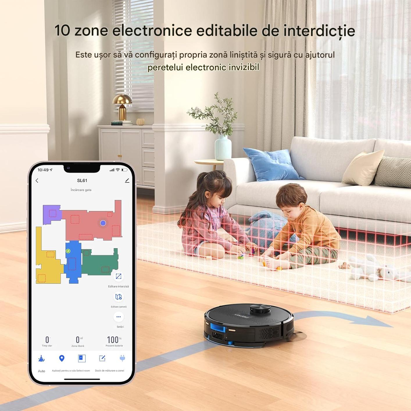 Aspirator robot pentru par de animale, covor, podele dure Lubluelu SL61 cu mop 4500Pa, aspirator robot 3 in 1 cu laser Lidar, 5 harti editabile, 10 zone interzise, perie laterala, aplicatie/Alexa