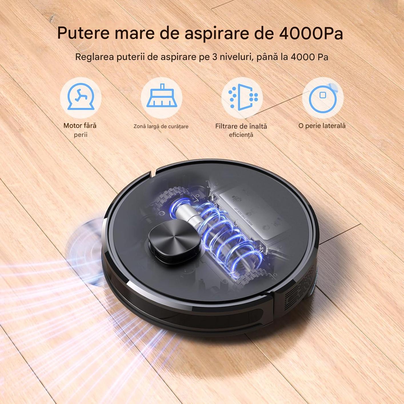 Aspirator robot pentru par de animale, covor, podele dure Lubluelu SL61 cu mop 4500Pa, aspirator robot 3 in 1 cu laser Lidar, 5 harti editabile, 10 zone interzise, perie laterala, aplicatie/Alexa