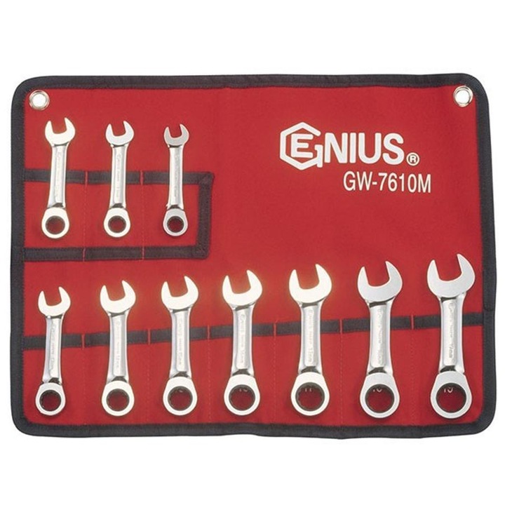 Genius racsnis csillag-villáskulcs készlet 10 db 10-19 mm rövid