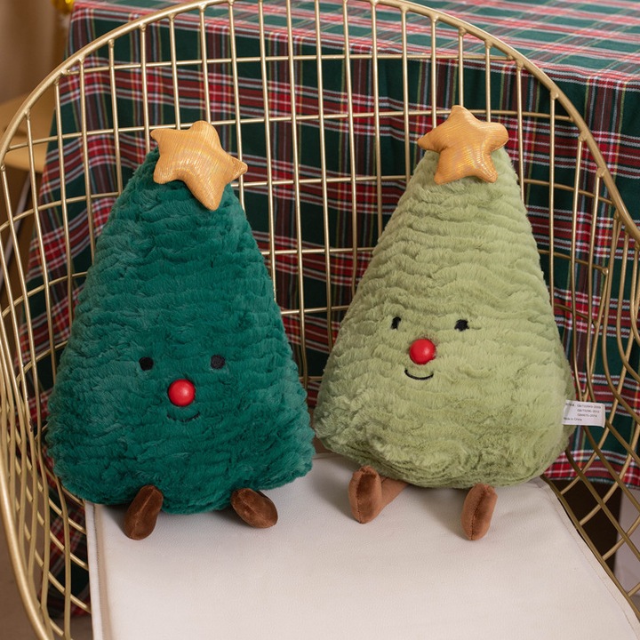 Set 2 jucării de plus Crăciun, verde