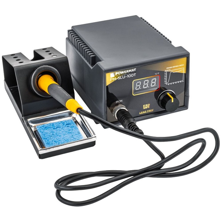 Statie de lipit Powermat 100W, control digital temperatura 200–480°C, afisaj LED, protectie ESD