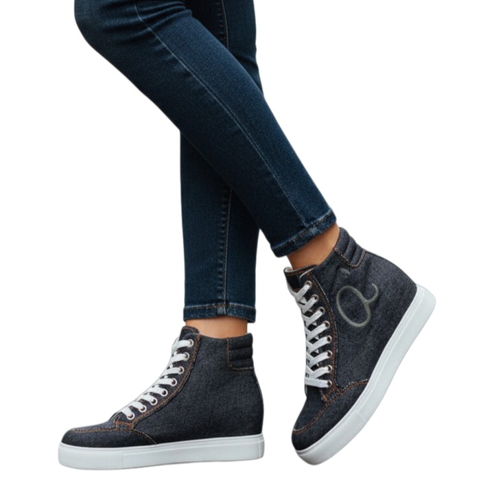 Високи кецове Q983negru 121936, Черен