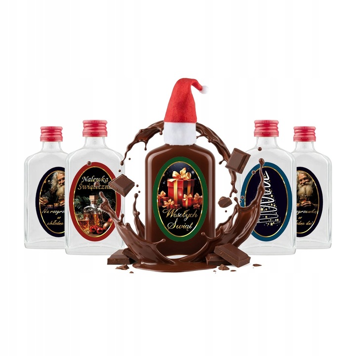 Set 5 Sticle decorative Laura 50ml, Bimberek, Incolor, Capac, Etichete Personalizabile