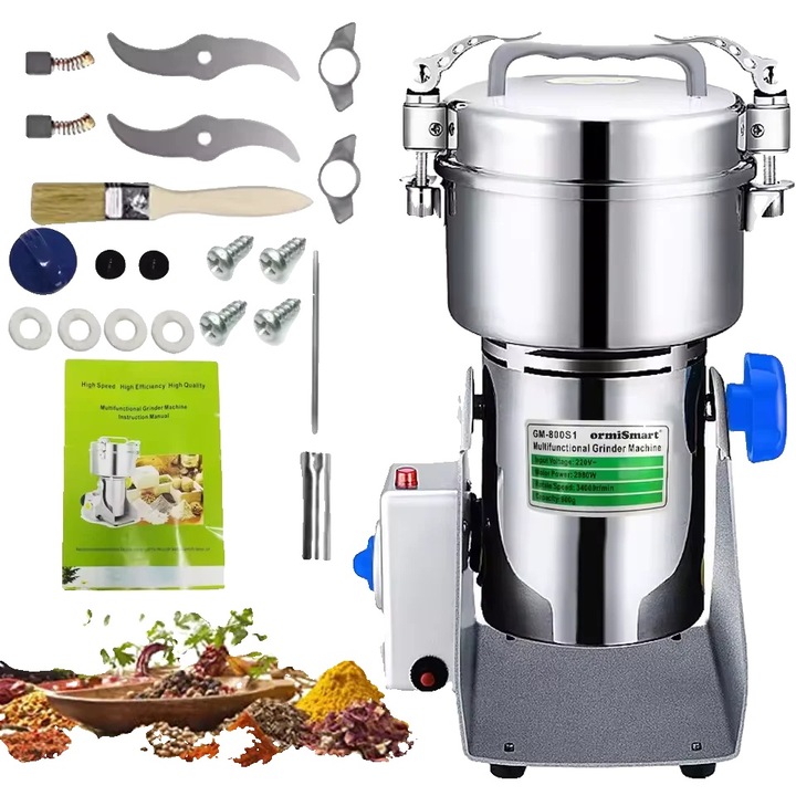 Rasnita de condimente, capacitate mare, design tip swing, 800g, otel inoxidabil